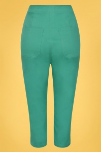 Collectif Clothing - 50s Gracie Classic Cotton Capris in Teal 2