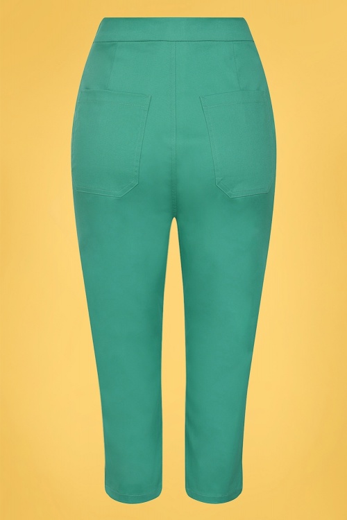 Collectif Clothing - Gracie Classic Cotton Capri Hose in Teal 2