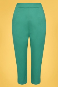 Collectif Clothing - 50s Gracie Classic Cotton Capris in Teal