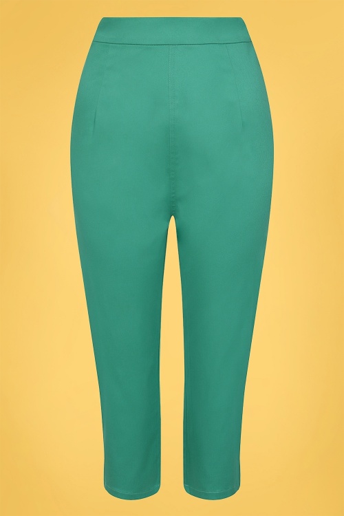 Collectif Clothing - Gracie Classic Cotton Capri Hose in Teal