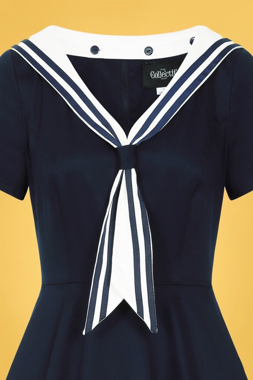 Collectif 37426 Nene Sailor Swing Dress Navy20210401 020LV