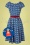 Collectif Clothing - Jamilia Mini Polka Flock Fishtail-penciljurk in marineblauw