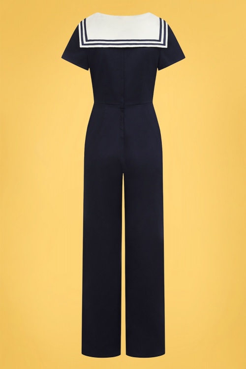 Collectif Clothing - Nene Sailor jumpsuit in marineblauw 2