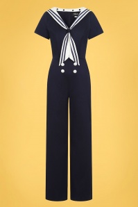 Collectif Clothing - Nene Matrosen Jumpsuit in Marineblau