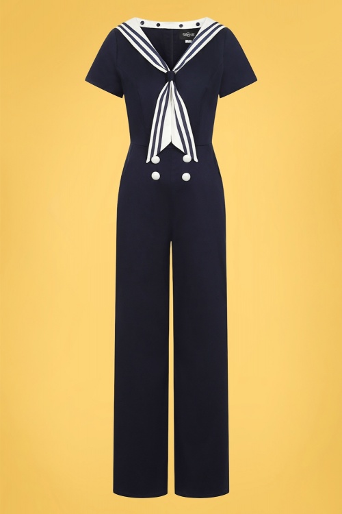 Collectif Clothing - Nene Matrosen Jumpsuit in Marineblau