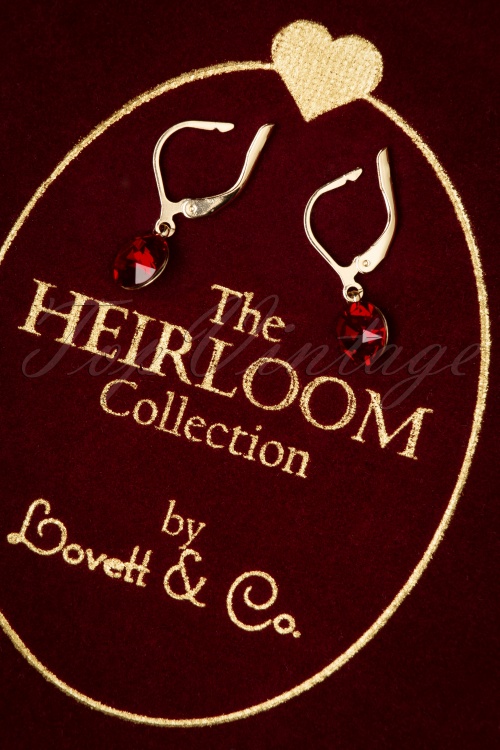 Lovely - 40s Heirloom Swarovski Earrings in Ruby Red 4