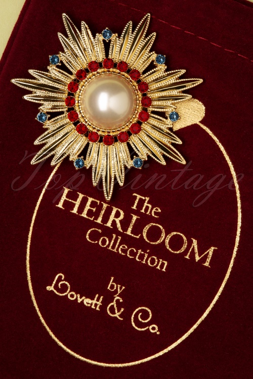 Lovely - Heirloom Gold Plated Pearl Starburst Brooch Années 40