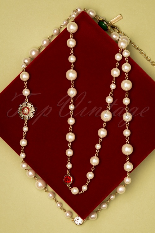 Lovely - Heirloom Gold Plated Pearl Necklace Années 40 en Crème 3