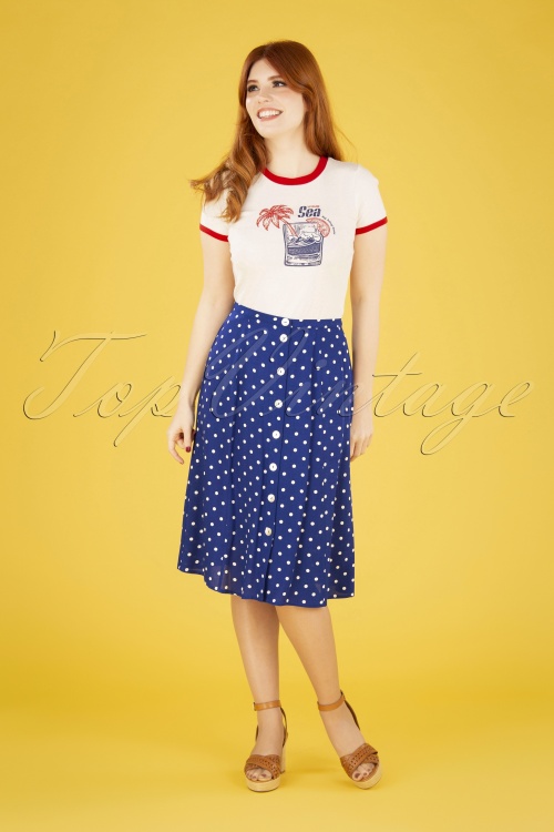 King Louie - 60s Juno Pablo Button Skirt in Midnight Blue