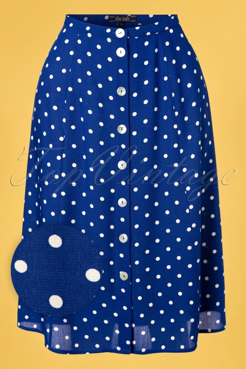 King Louie - Juno Pablo Button Skirt Années 60 en Bleu de Minuit 2
