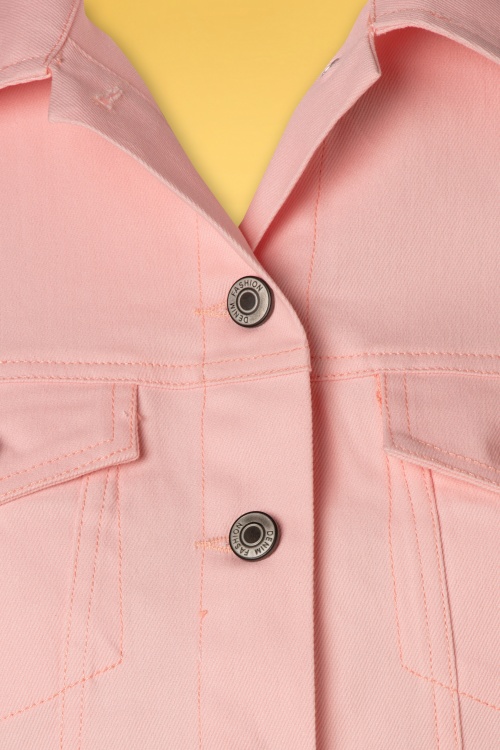 Unique Vintage - 50s Grease Pink Ladies Denim Jacket in Pink 4