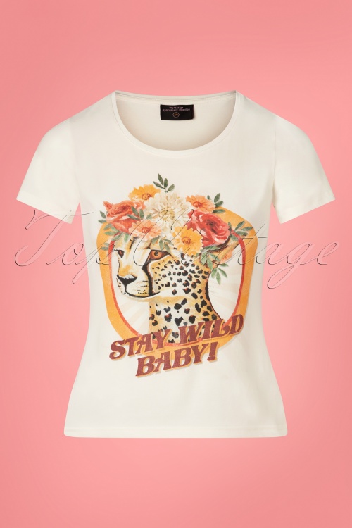 Topvintage Anniversary Collection - 70s Stay Wild Baby T-Shirt in Off White 2