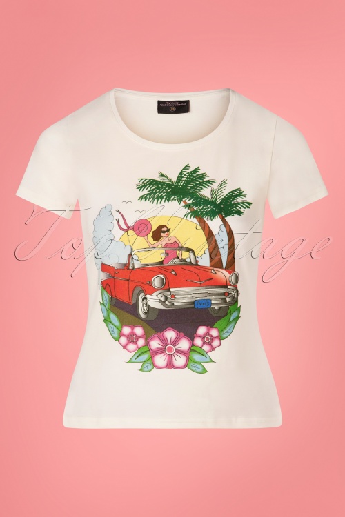 Topvintage Anniversary Collection - Cruising In The Sunset T-Shirt in Weiß 2