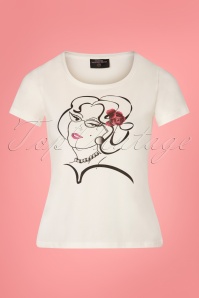 Topvintage Anniversary Collection - Vintage Lady T-Shirt Années 50 en Blanc Cassé 2