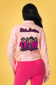 Unique Vintage - Grease Pink Ladies Denim Jacket Années 50 en Rose