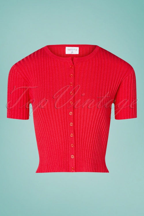 Compania Fantastica - 60s Carry Cardigan in Strawberry Red