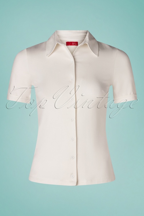 Who's That Girl - 60s Dina Blouse in Soft White