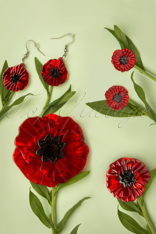 Erstwilder - Poppy Field Earrings Années 60 en Rouge 4