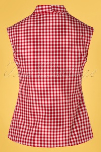 Retrolicious - 60s Strawberry Gingham Bow Top in Red and White 2