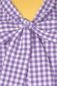 Retrolicious - Violet Gingham Bow Top in lila en wit 3