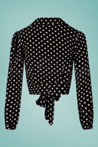 The Seamstress of Bloomsbury - 40s Clarice Dots Short Blouse in Black  2