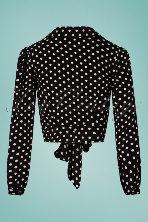 The Seamstress of Bloomsbury - Clarice Dots korte blouse in zwart 2
