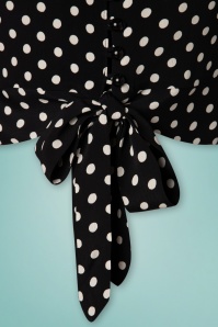 The Seamstress of Bloomsbury - 40s Clarice Dots Short Blouse in Black  4