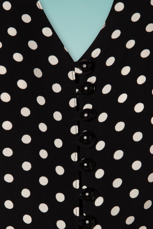 The Seamstress of Bloomsbury - 40s Clarice Dots Short Blouse in Black  3