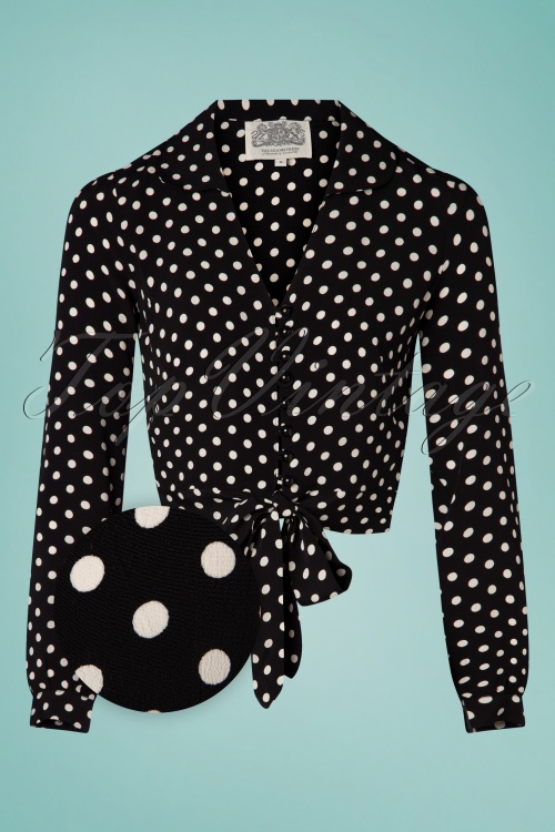The Seamstress of Bloomsbury - Clarice Dots Kurze Bluse in Schwarz