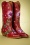 La Pintura 70s Flor Embroidery Western Boots in Burgundy