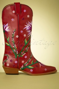 La Pintura - 70s Flor Embroidery Western Boots in Burgundy 2