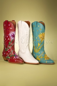 La Pintura - Julia Stitched Western Boots Années 70 en Blanc Cassé 5