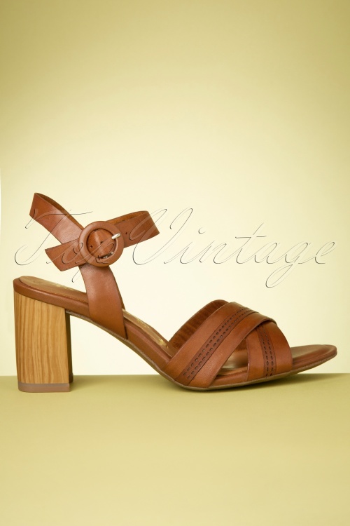 Tamaris - Sienna sandalen met blokhak in cognacbruin 5