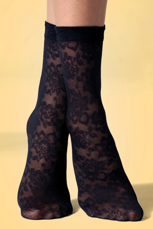 Gipsy - Primrose Sheer Ankle Socks Années 50 en Noir