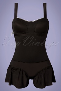 Pussy Deluxe - 50s Lovely Collar Swimsuit in Black 3