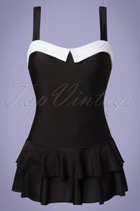 Pussy Deluxe - 50s Lovely Collar Swimsuit in Black