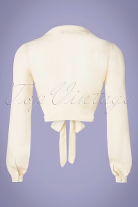 The Seamstress of Bloomsbury - Clarice korte blouse in crème crêpe 2