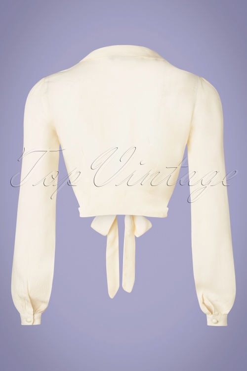 The Seamstress of Bloomsbury - Clarice korte blouse in crème crêpe 2