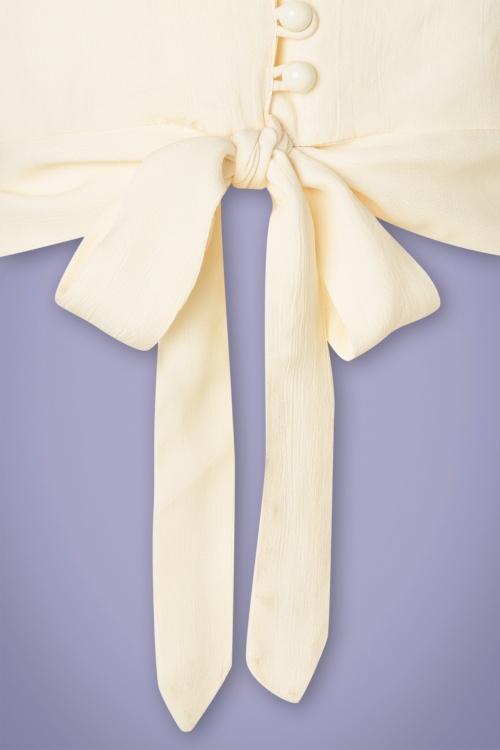 The Seamstress of Bloomsbury - Clarice korte blouse in crème crêpe 4