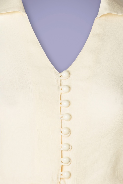 The Seamstress of Bloomsbury - Clarice korte blouse in crème crêpe 3