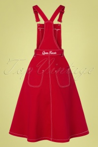 Queen Kerosin - Workwear Denim Latzkleid in Rot 2