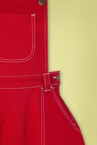 Queen Kerosin - 50s Workwear Denim Jumper Skirt in Red 4