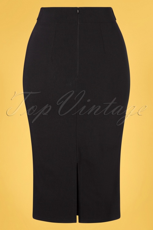 Vintage Chic for Topvintage - Eliza Button Pencil Skirt Années 50 en Noir 2