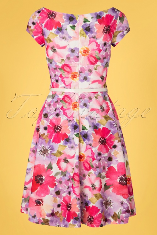 Vintage Chic for Topvintage - Arabella Floral Swing Dress Années 50 en Rose 2