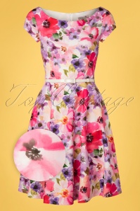 Vintage Chic for Topvintage - Arabella bloemen swing jurk in roze