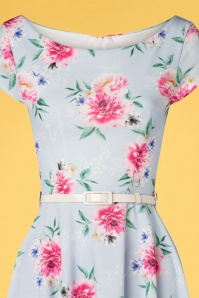 Vintage Chic for Topvintage - Arabella bloemen swing jurk in lichtblauw 3