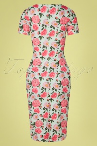 Vintage Chic for Topvintage - Vera pencil jurk met bloemenprint in mint 2