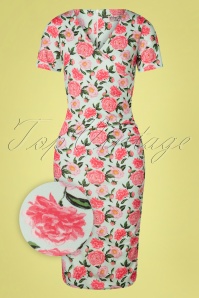 Vintage Chic for Topvintage - Vera pencil jurk met bloemenprint in mint