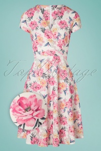 Vintage Chic for Topvintage - Kathya floral swing jurk in ivoor