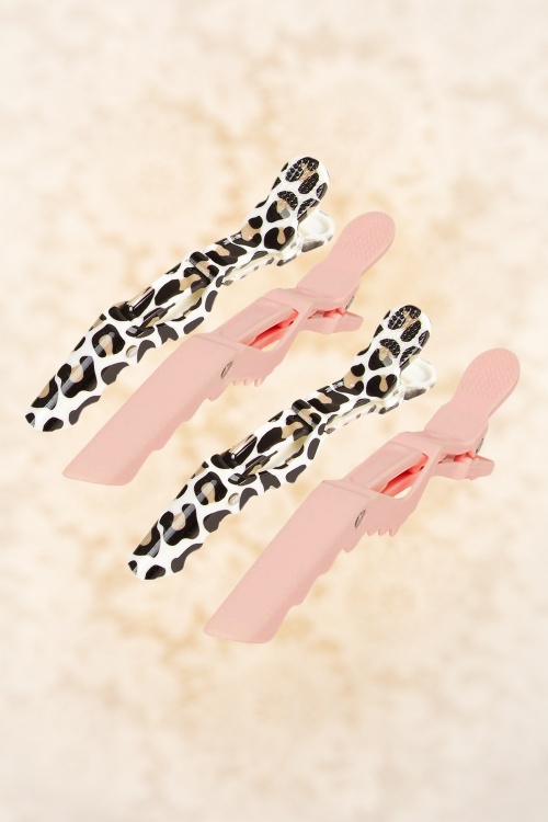 The Vintage Cosmetic Company - Sectioning Clips in pink en leopard 2